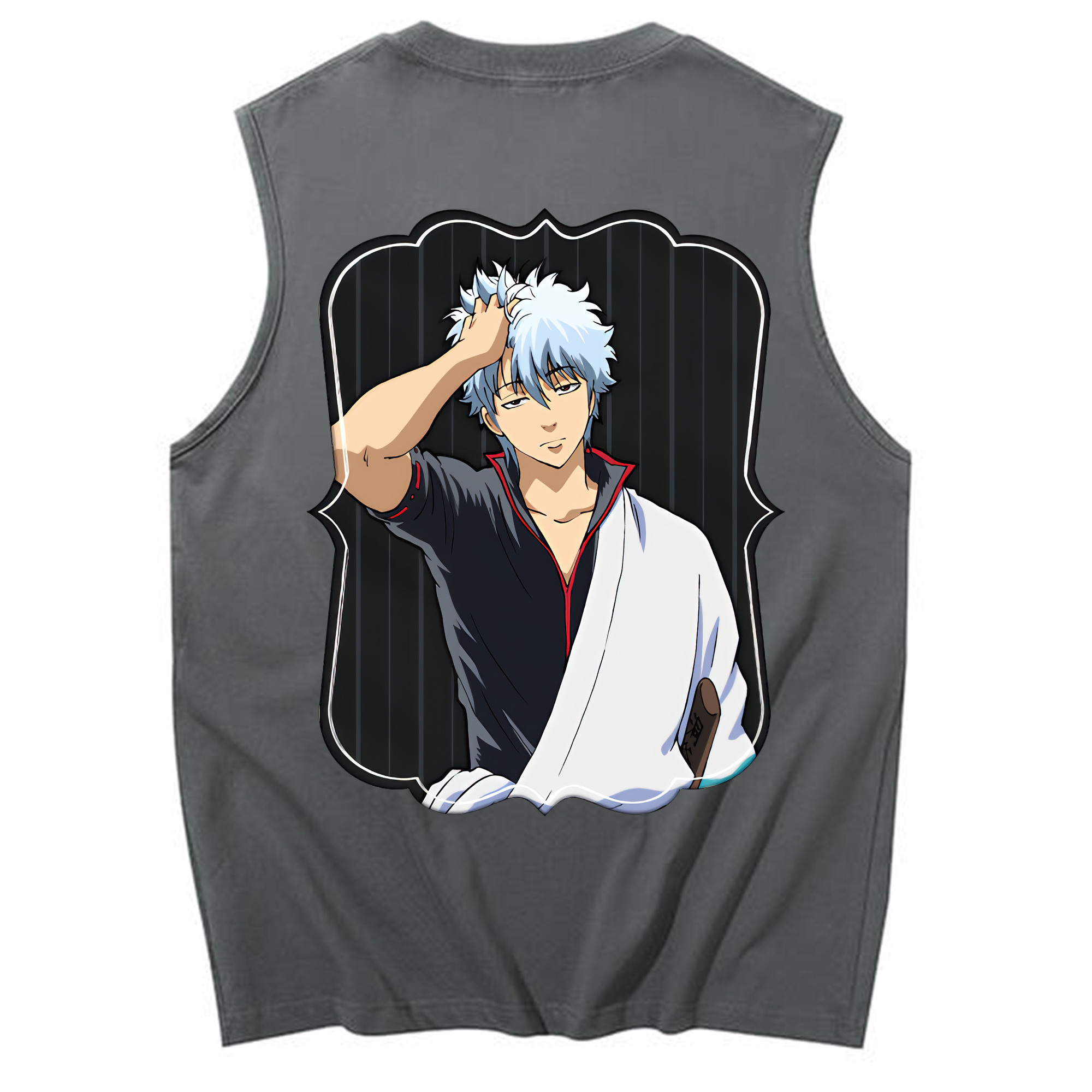 （画像用） ぎんたま 坂田銀時（さかたぎんとき） 神楽 志村新八（しむら しんぱち） GINTAMA Sakata Gintoki Kagura Shimura Shinpachi コットン100％タンクトップ（背面プリント）